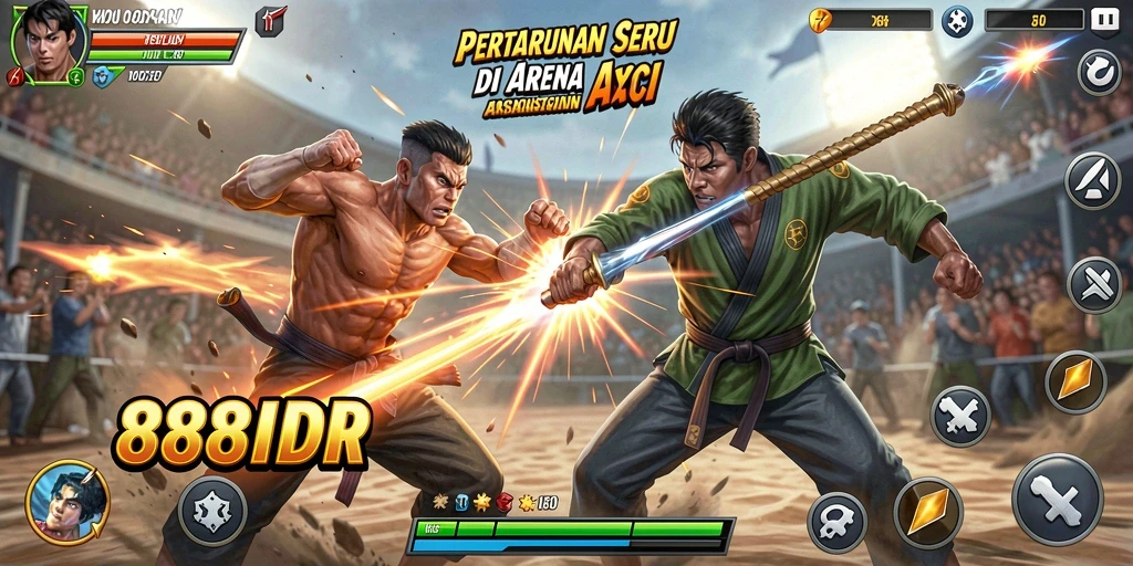 Tampilan aksi mendebarkan dalam gameplay 888IDR.