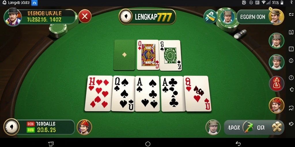 Gambar tampilan gameplay LENGKAP777 saat bermain Gaple.