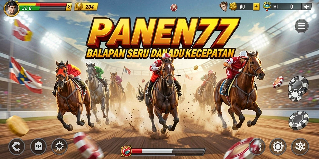 Tampilan gameplay seru dari PANEN77 saat balapan melawan pemain lain.
