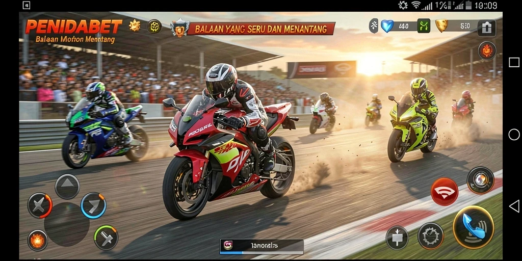 Screenshot gameplay PENIDABET menampilkan keseruan balapan motor.