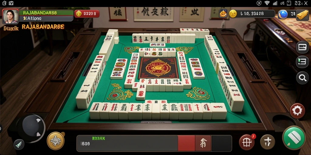 Screenshot RAJABANDAR88 menampilkan gameplay Mahjong yang menarik dan interaktif.