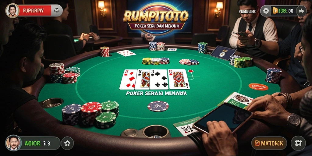 Tampilan gameplay RUMPITOTO dengan suasana Poker yang menegangkan.