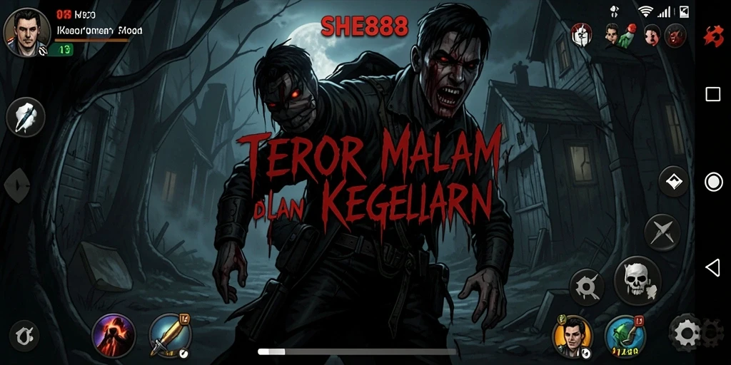 Screenshot gameplay SHE888 dengan suasana horor yang mencekam.