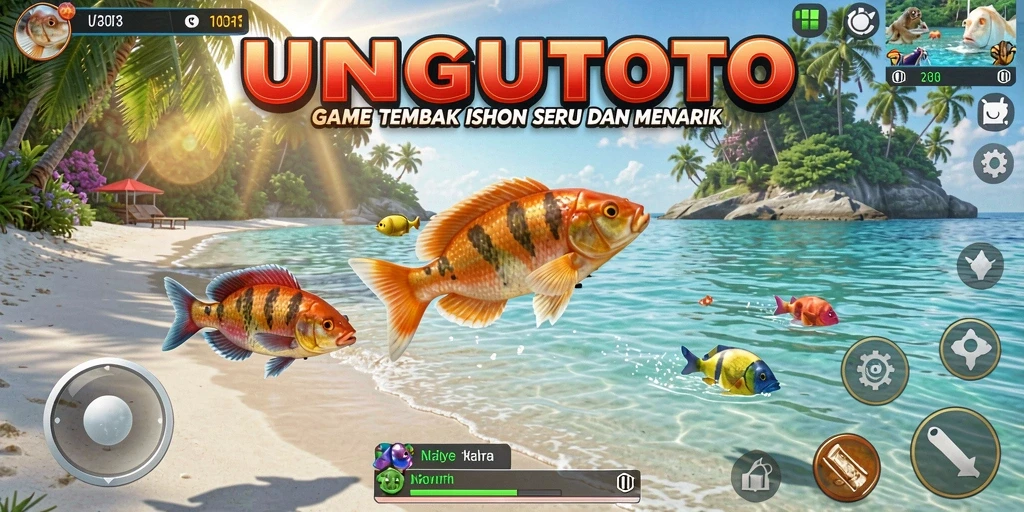 Tampilan gameplay menembak ikan yang seru dan penuh aksi.